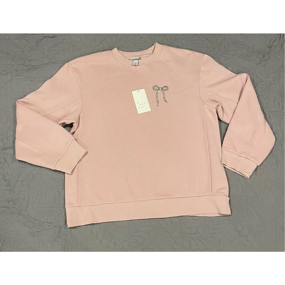 a new day Light Pink Sweater Jewel Boy Sweater Small New